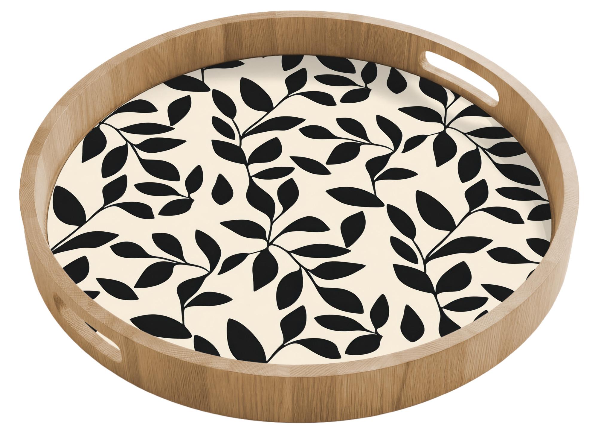 TABLETT Elegant - Gemustert - Schwarz - Beige 50x50 cm - Schwarz, Holz (50/5/5cm) - OnlyWow