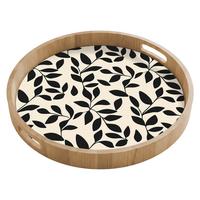 TABLETT Elegant - Gemustert - Schwarz - Beige 50x50 cm - Schwarz, Holz (50/5/5cm) - OnlyWow