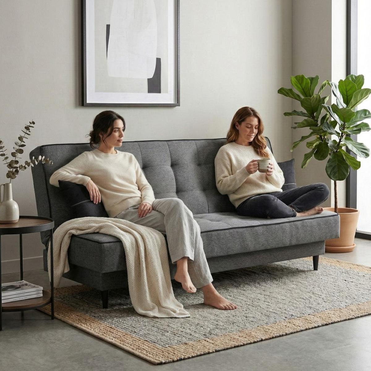 SCHLAFSOFA Bario 3-Sitzer mit Schlaffunktion, Grau - Grau, Textil (200/90/98cm) - Beautysofa