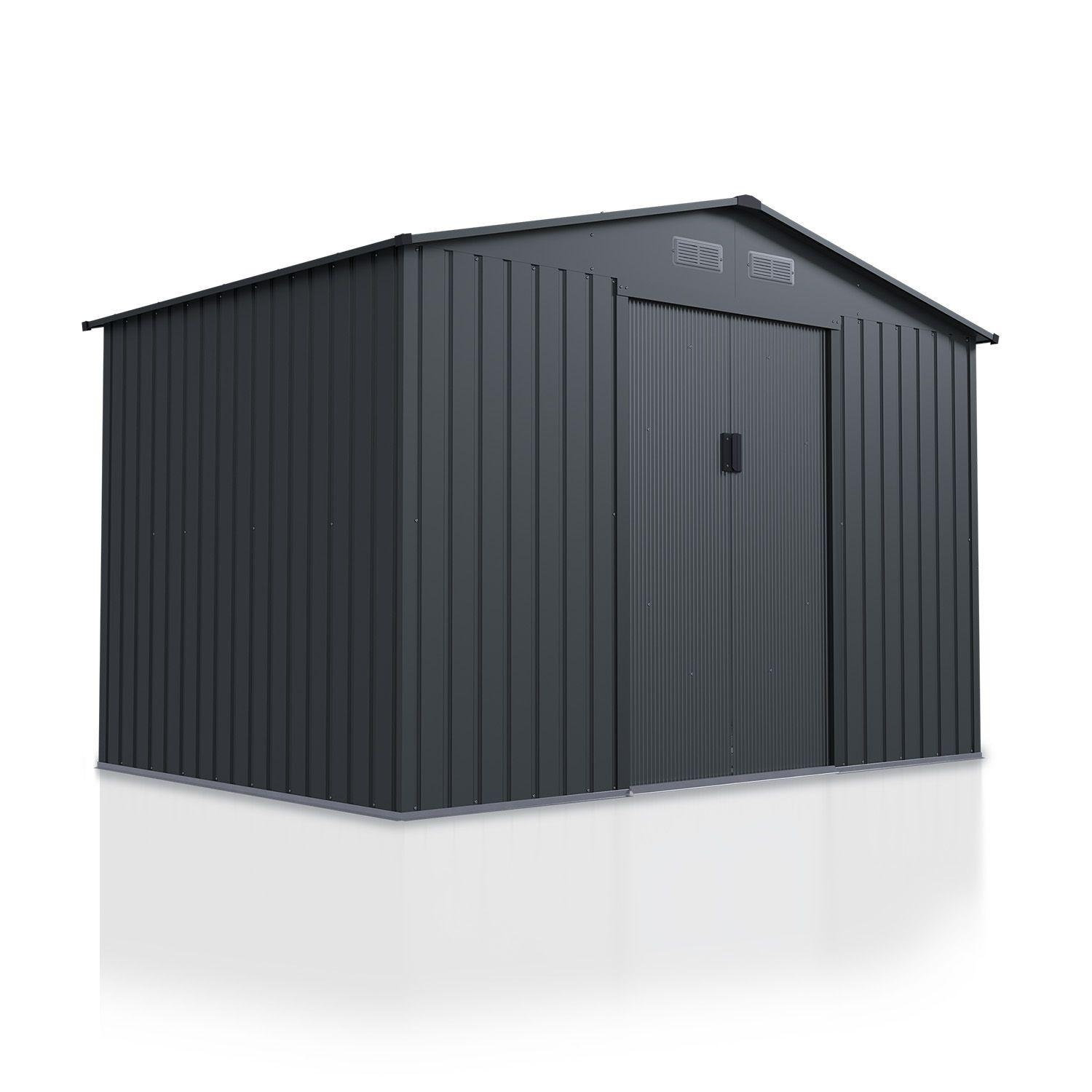 GERÄTESCHUPPEN XL dunkelgrau - Dunkelgrau, Metall (280/190/196cm) - Juskys