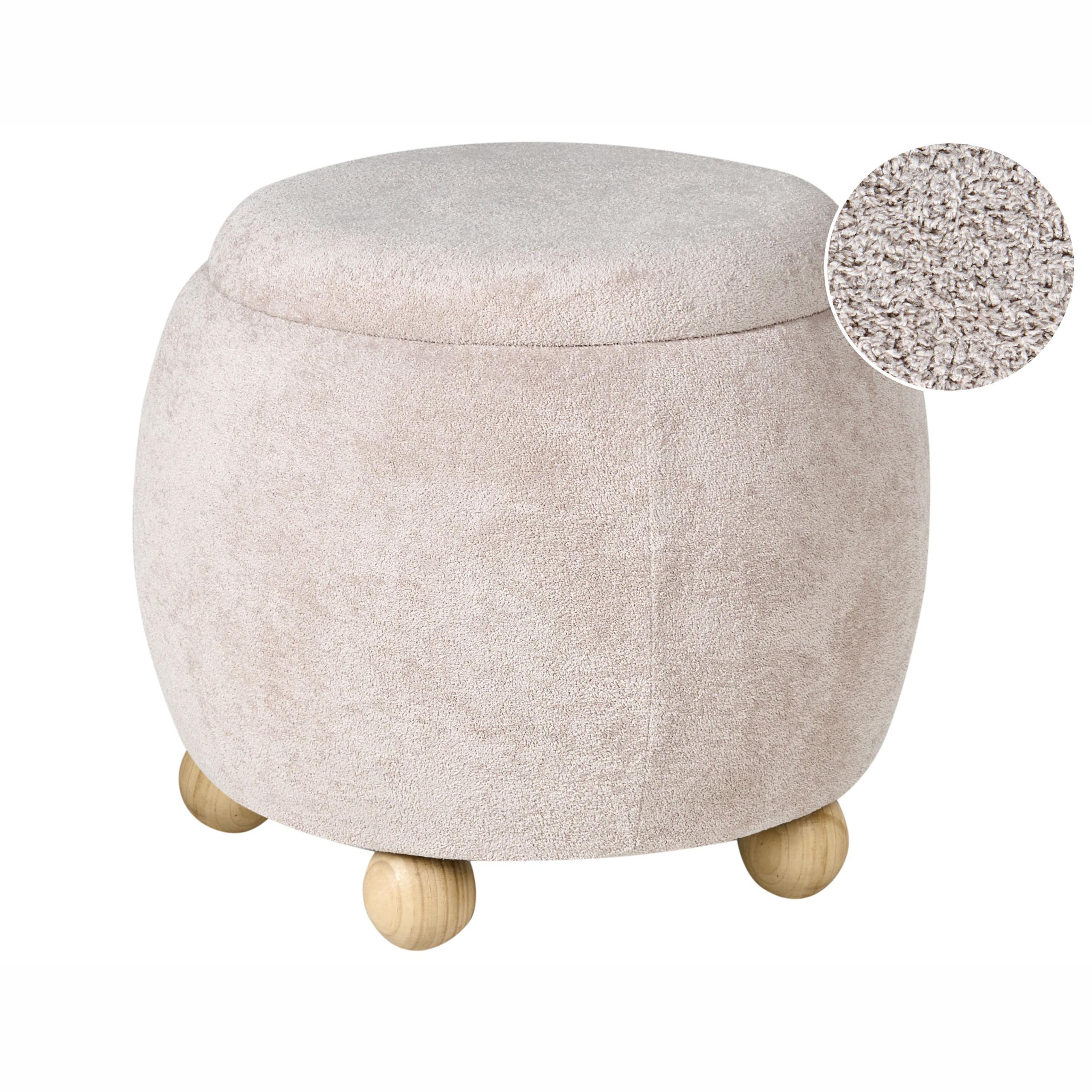 POUF mit Stauraum Bouclé Hellbeige Annabella - Beige, Textil (40/42/40cm) - Beliani