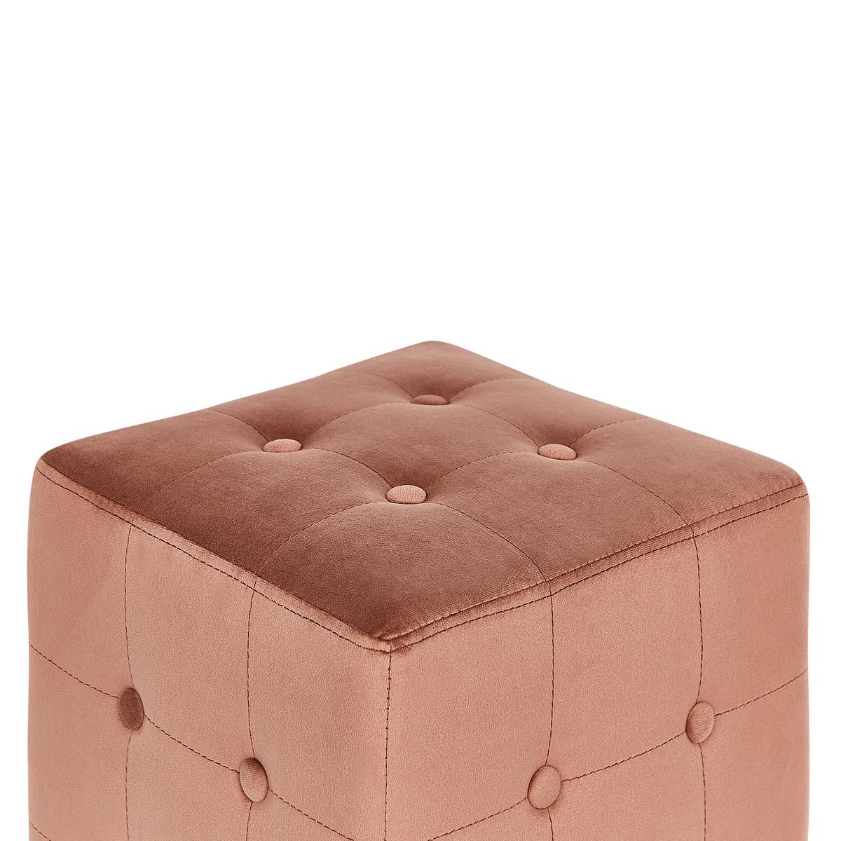 POUF WISCONSIN Samtstoff Pfirsichrosa - Pink, Textil (36/39/36cm) - Beliani