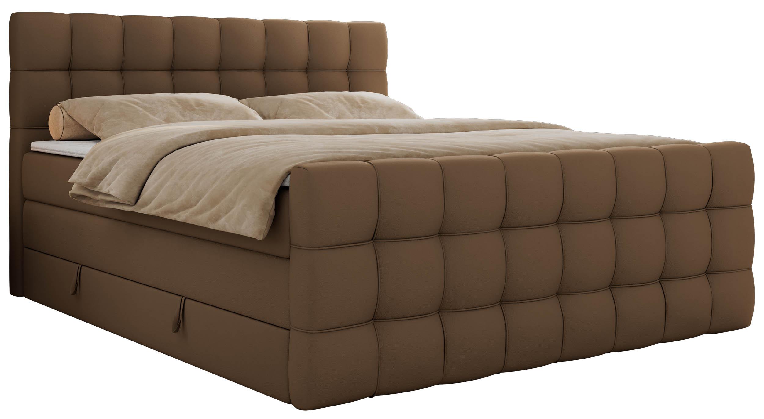 BOXSPRINGBETT ALTIVO KING DUO 200/200 - Braun Kunstleder - H4 - Braun, Textil (200/200cm) - MKS