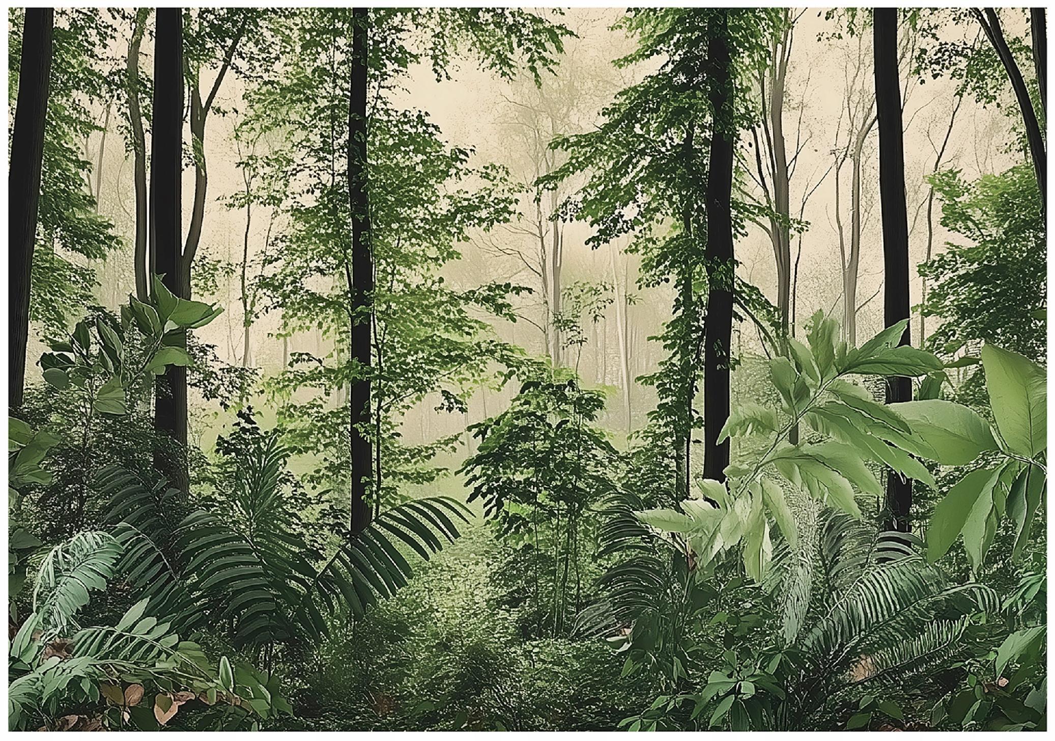 FOTOTAPETE Wald Bäume Natur Vlies Tapete Wohnzimmer 400x280 - Grün, Papier (400/280cm) - Wallarena