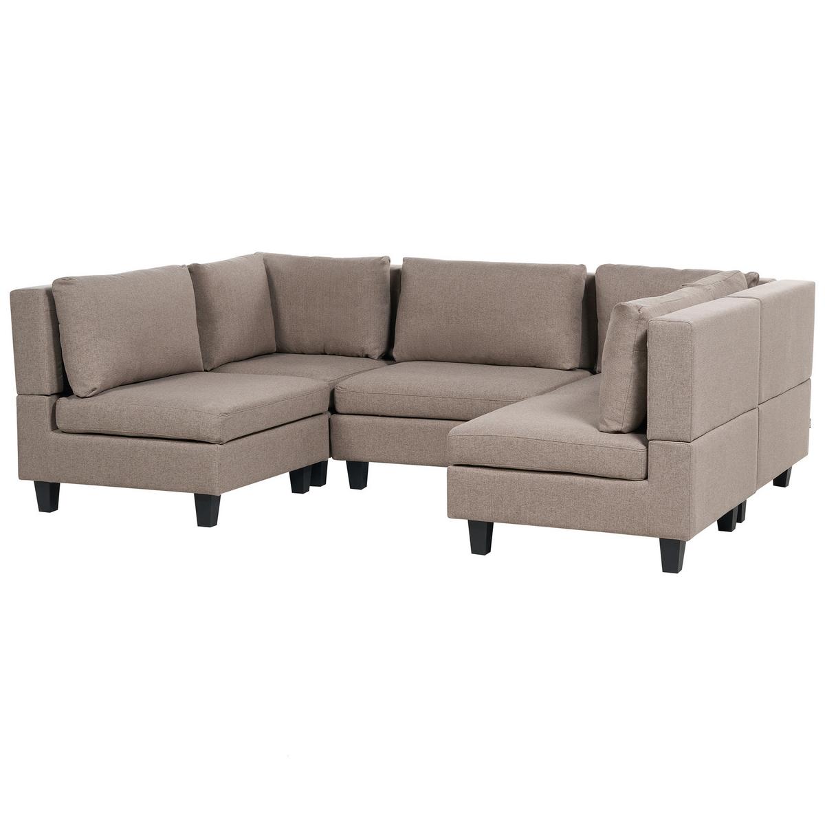 5-SITZER-MODULSOFA U-förmiges Braun Stoff Unstad - Braun, Textil (228/72/76cm) - Beliani