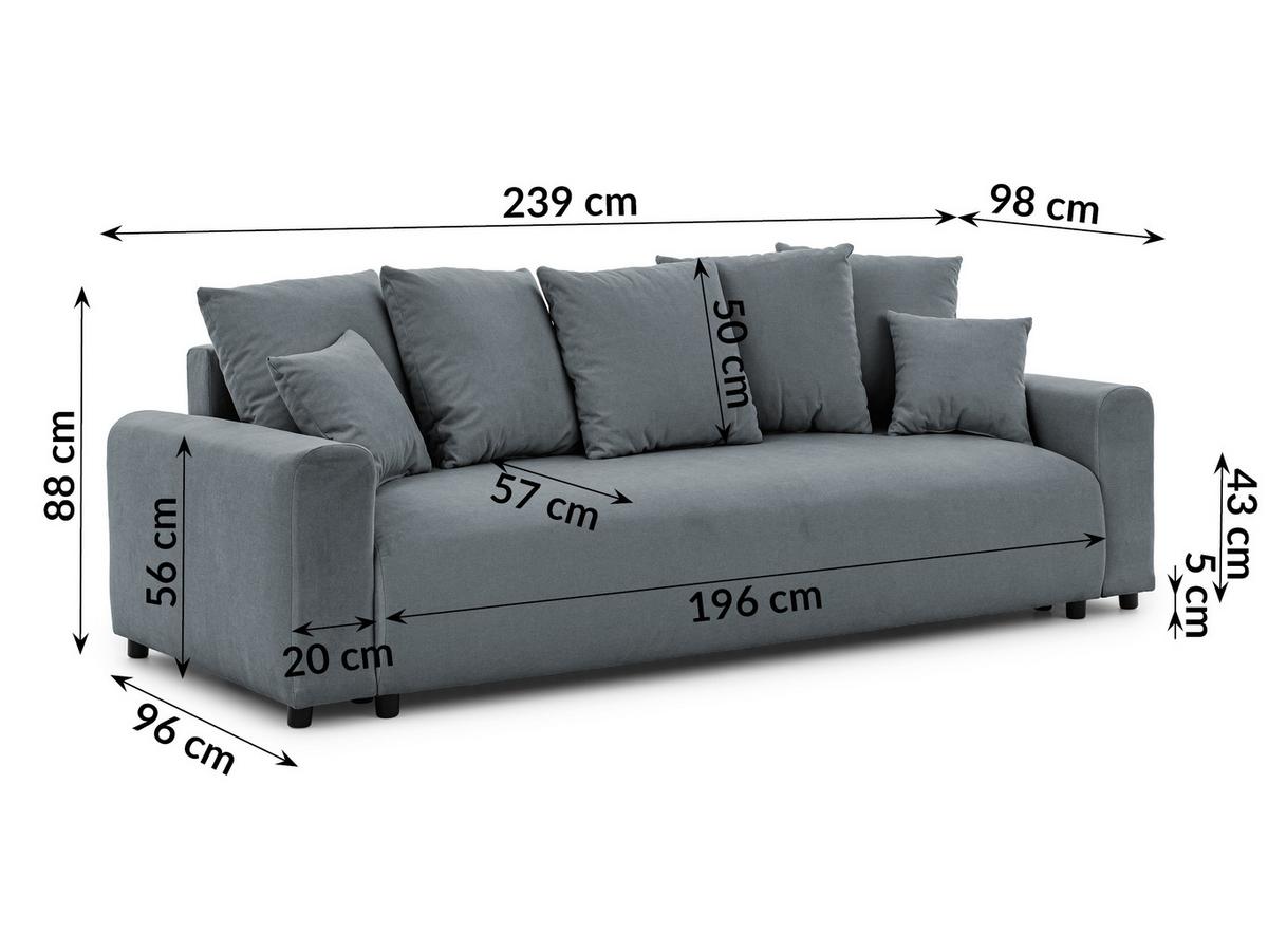 SCHLAFSOFA Calma mit Bettkasten im Bumpy-Design aus weichem Dunkelgrau Webstoff - Dunkelgrau/Schwarz, Holz/Kunststoff (239/88/98cm) - S-Style