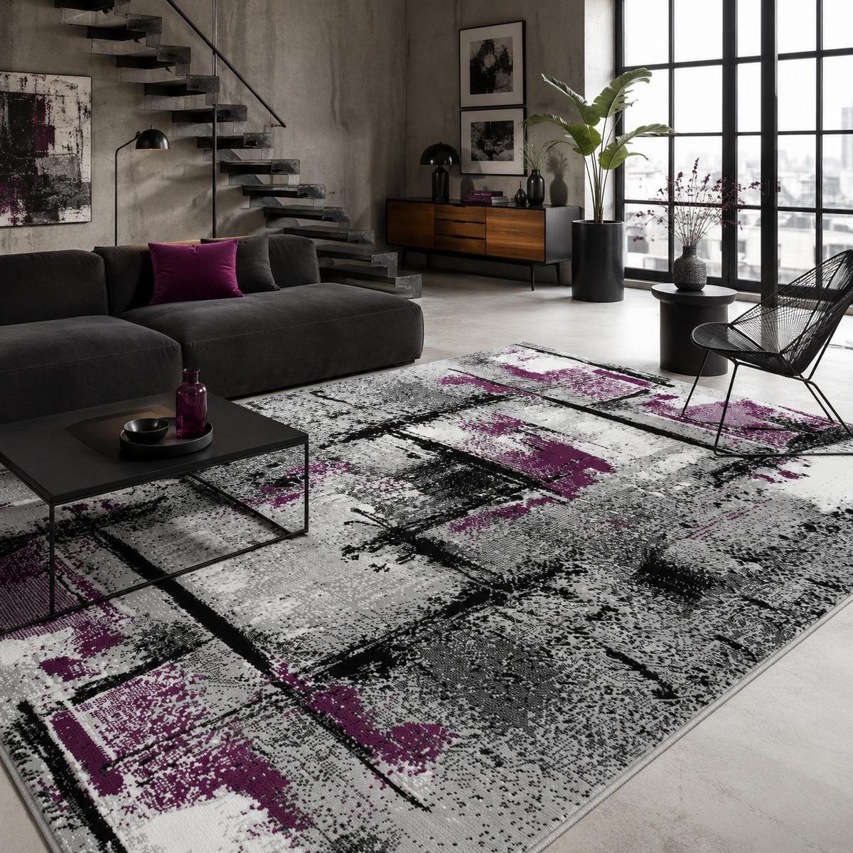 MODERN DESIGNER VELOURS TEPPICH SAMBA - Violett, Textil (190/280cm) - Pergamon