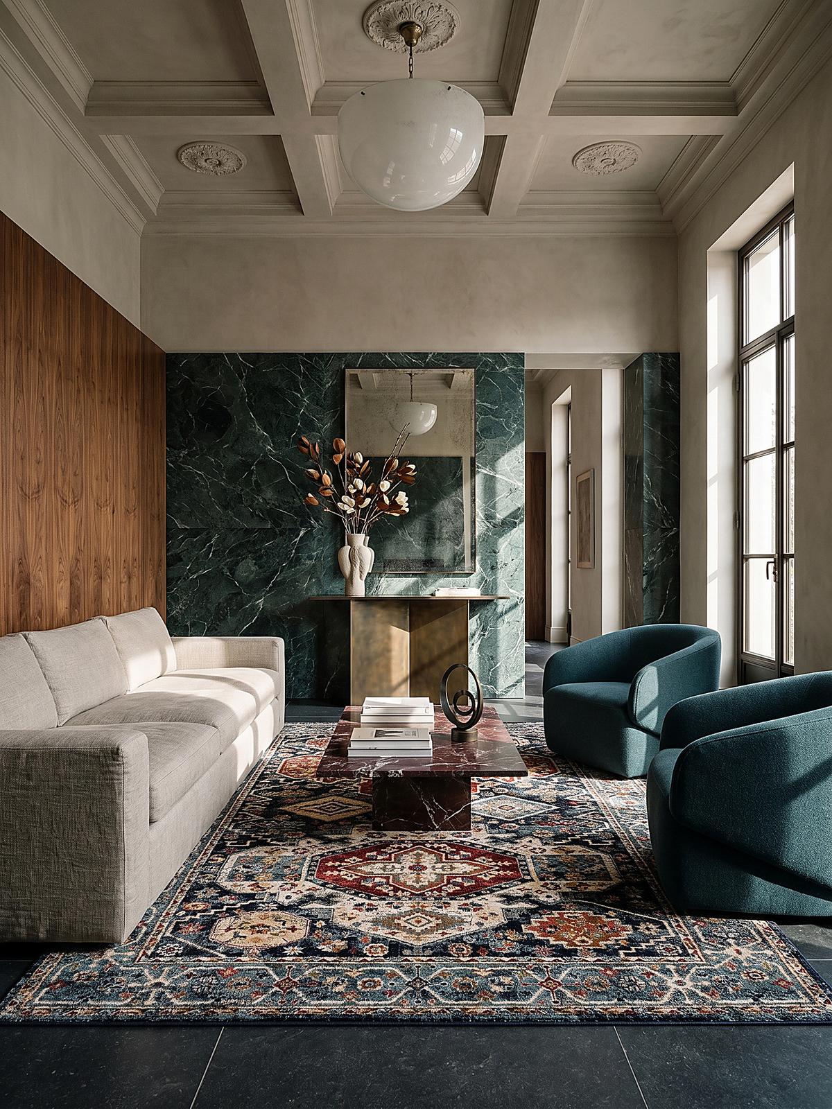 KURZFLORTEPPICH GLAZERT, geometrisch, Blau, 160 x 230 cm - Blau, Textil (230/160cm) - KADIMA DESIGN