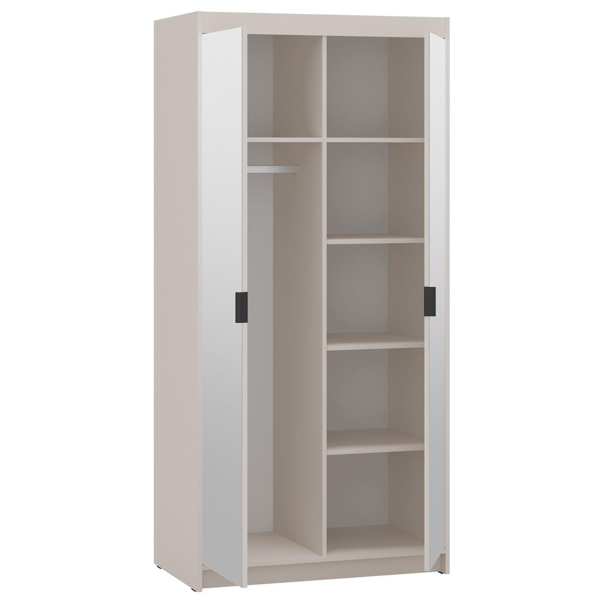 DREHTÜRENSCHRANK Elena mit 2 Türen und 2 Spiegel, 90 cm, Sandbeige - Sandfarben, Holzwerkstoff (90/190/53cm) - Beautysofa