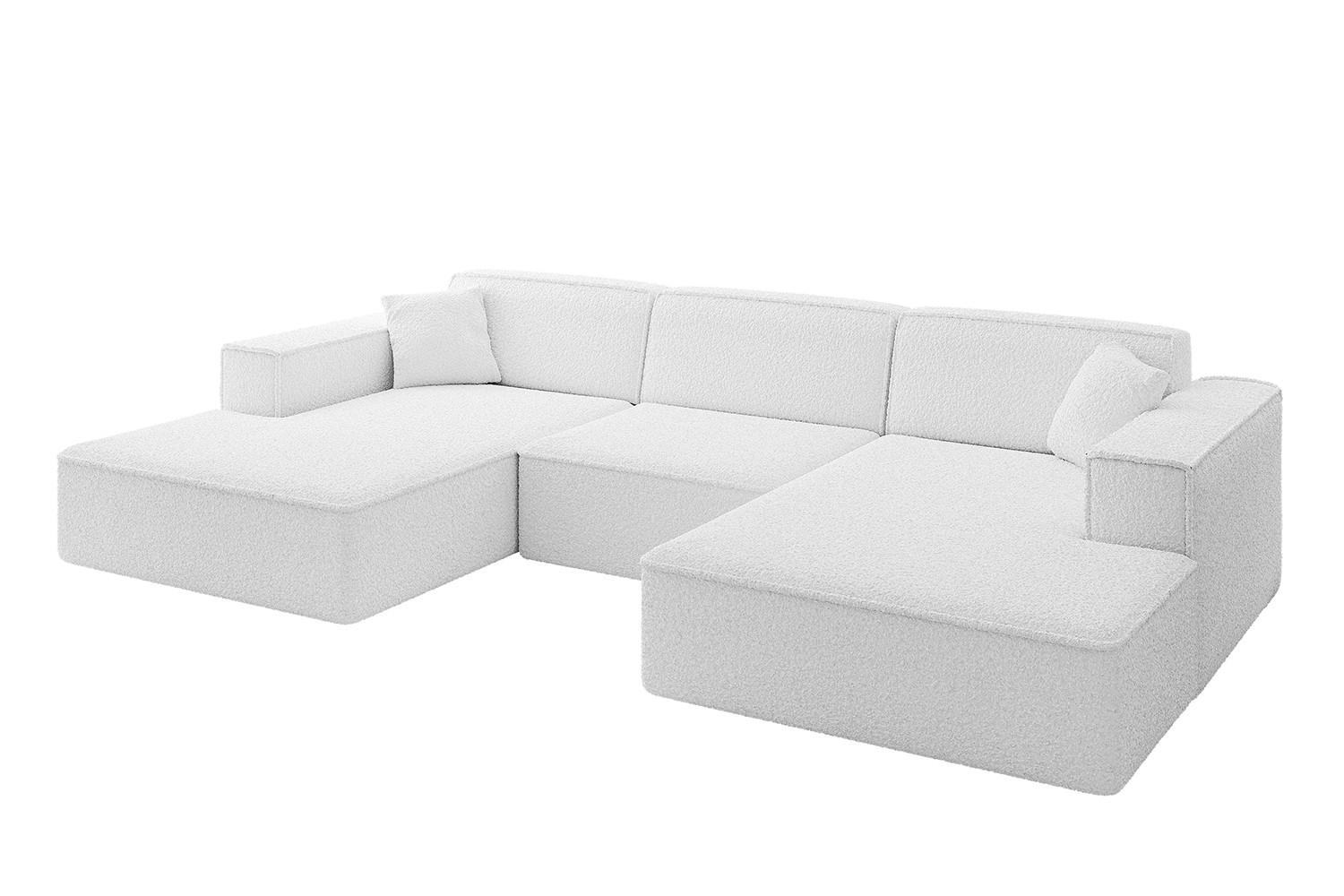 WOHNLANDSCHAFT IREA-U1-v4 - 301x165x77 cm Weiß - Weiß, Holzwerkstoff/Textil (301/77/165cm) - ALTDECOR