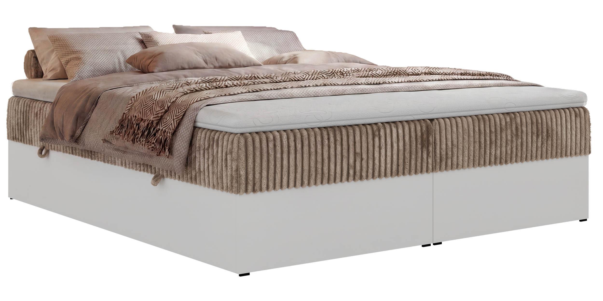 BOXSPRINGBETT TRAVIT ZERO 160/200 - Braun Cord - Topper T25 - H3 - Schwarz/Braun, Kunststoff/Textil (160/200cm) - MKS