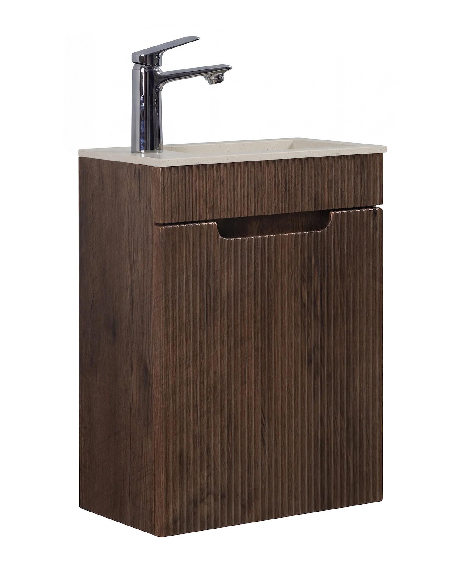 GÄSTE-WC-MÖBELSET Thermis 2 Teile Walnuss Braun / Cashmere Waschbecken - 40 x 22 x 53 cm - Eichefarben, Holz (40/53/22cm) - Badplaats