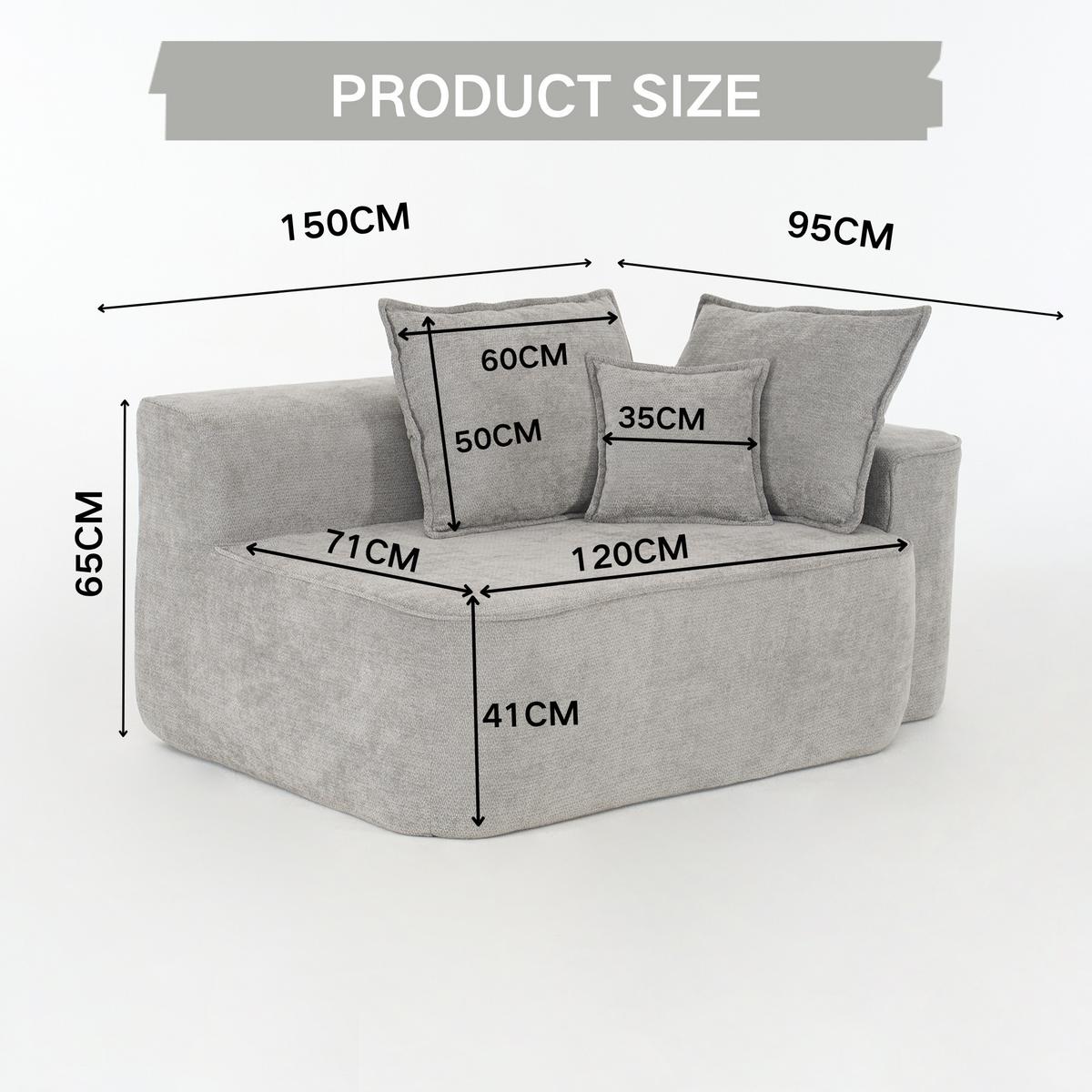 2-SITZER SOFA in Chenille Montagefrei - Hellgrau, Textil (150/65/95cm) - Urban Meuble