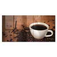 WANDUHR aus Glas 60x30 cm - Heißer Kaffee - Braun, Glas (60/30/0.4cm) - TULUP