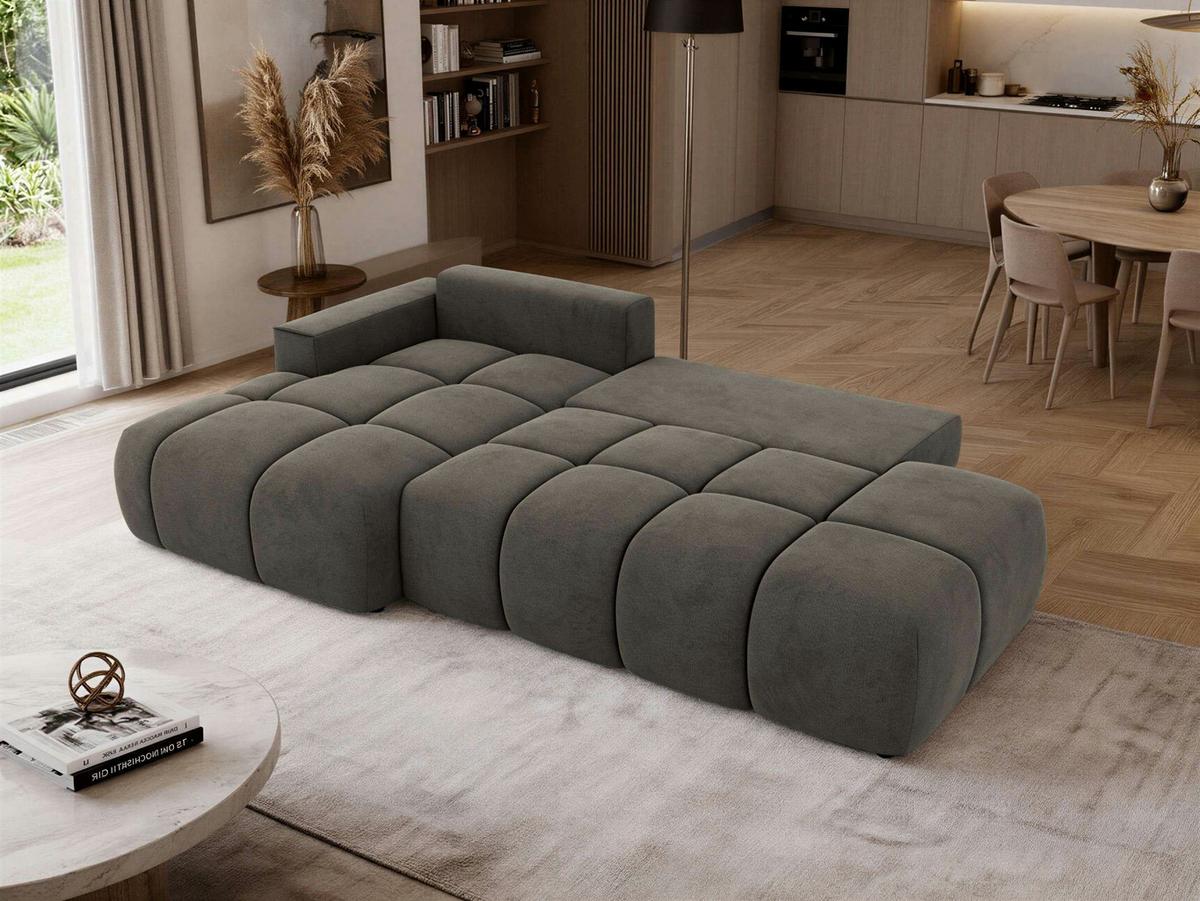 ECKSOFA LORAN L Dunkelgrau Velvet - Links - Dunkelgrau/Schwarz, Kunststoff/Textil (170/292cm) - MKS