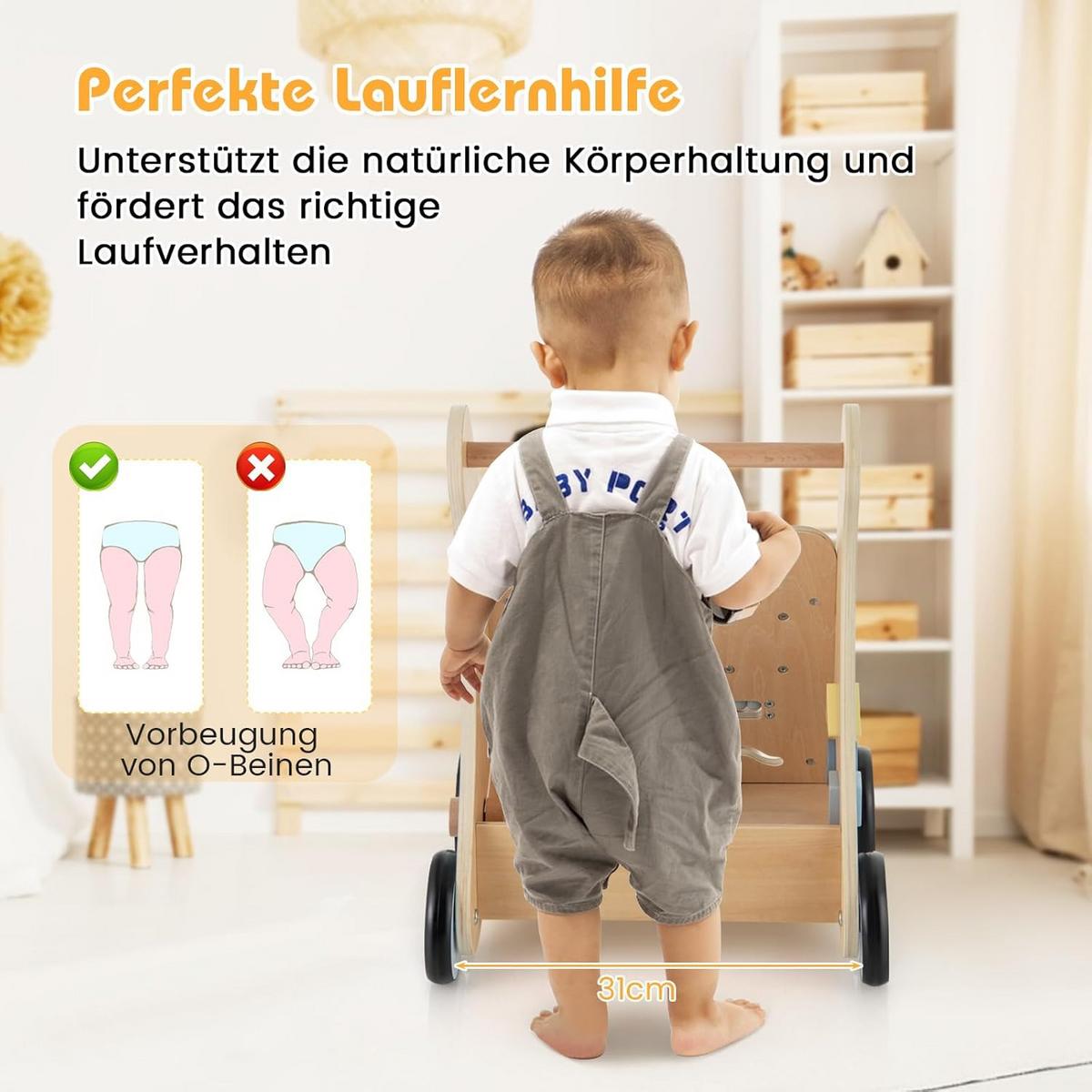 BABY-LAUFLERNHILFE blau - Blau, Holzwerkstoff (35/46/31cm) - COSTWAY