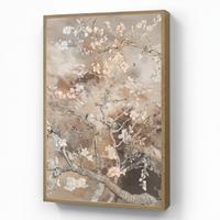 WANDLEUCHTE MIT AKKU Mandelblüte - Kunst - Van Gogh - Beige - Abstrakt 60x90 cm - Graubraun, Holzwerkstoff (60/90/8cm) - OnlyWow