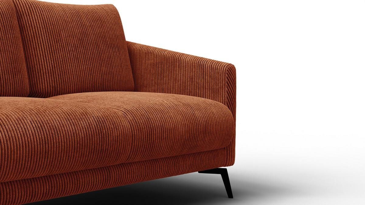 SOFA VILT 2-Sitzer, orange - Schwarz/Orange, Holzwerkstoff/Textil (142/89/94cm) - Wozimo