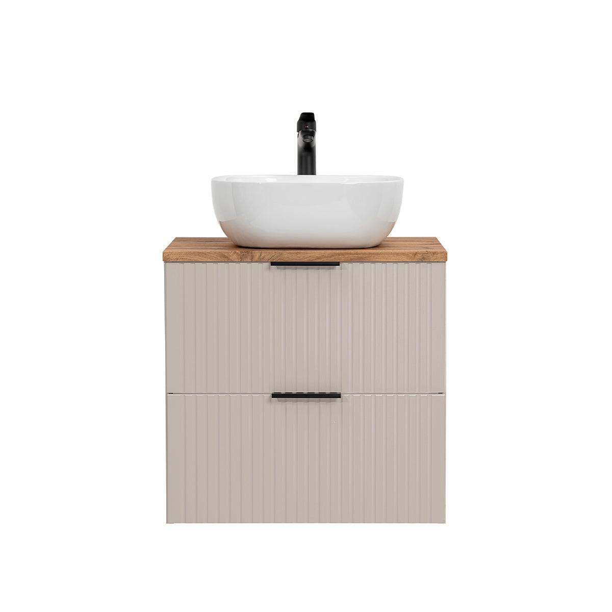 WASCHTISCH 60.6cm Adriel Kaschmir und Holz - Beige/Weiß, Holzwerkstoff (60.6/59/46cm) - Petits-meubles