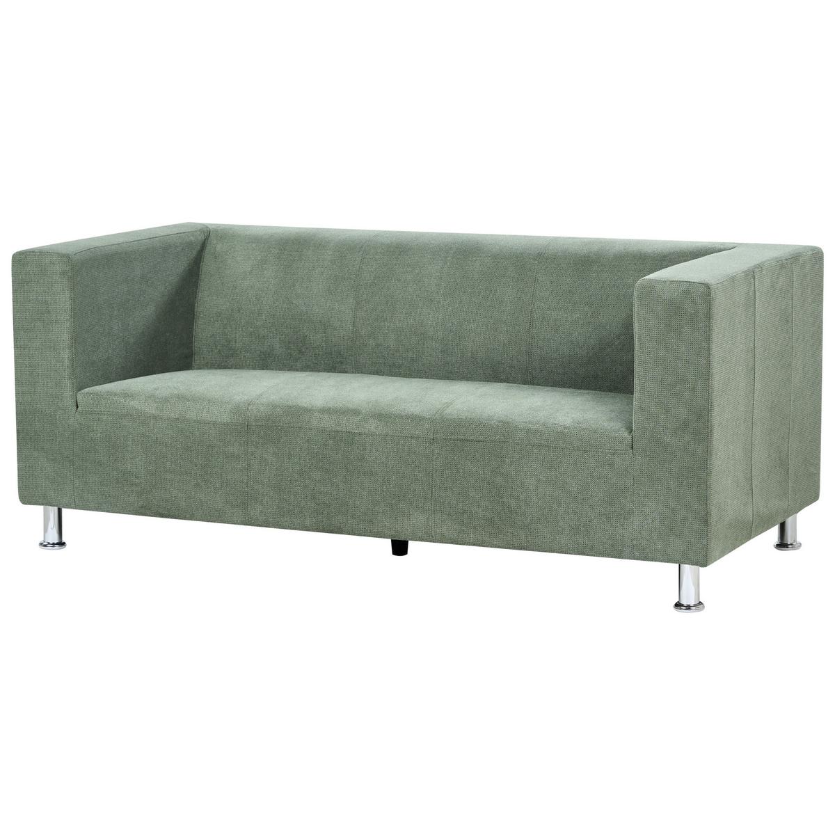3-SITZER-SOFA Stoff grün Floro - Silberfarben/Grün, Textil (179/74/83cm) - Beliani