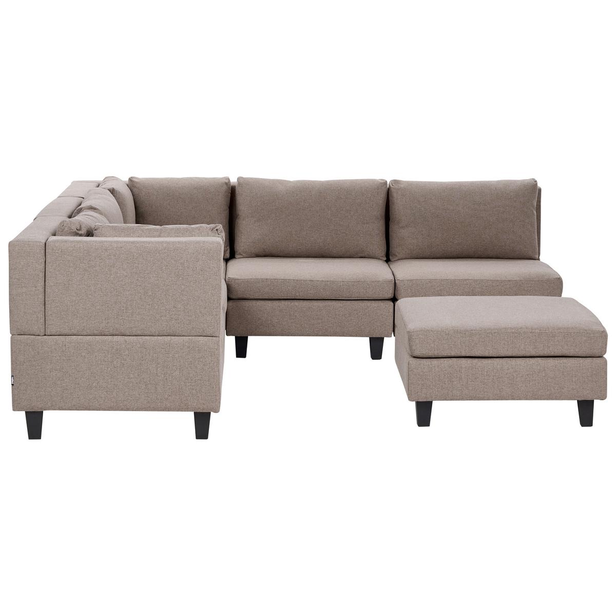 ECKFSOFA Modul 5-Sitzer rechtsseitig Braun Stoff mit Ottomane Unstad - Schwarz/Braun, Textil (228/228cm) - Beliani