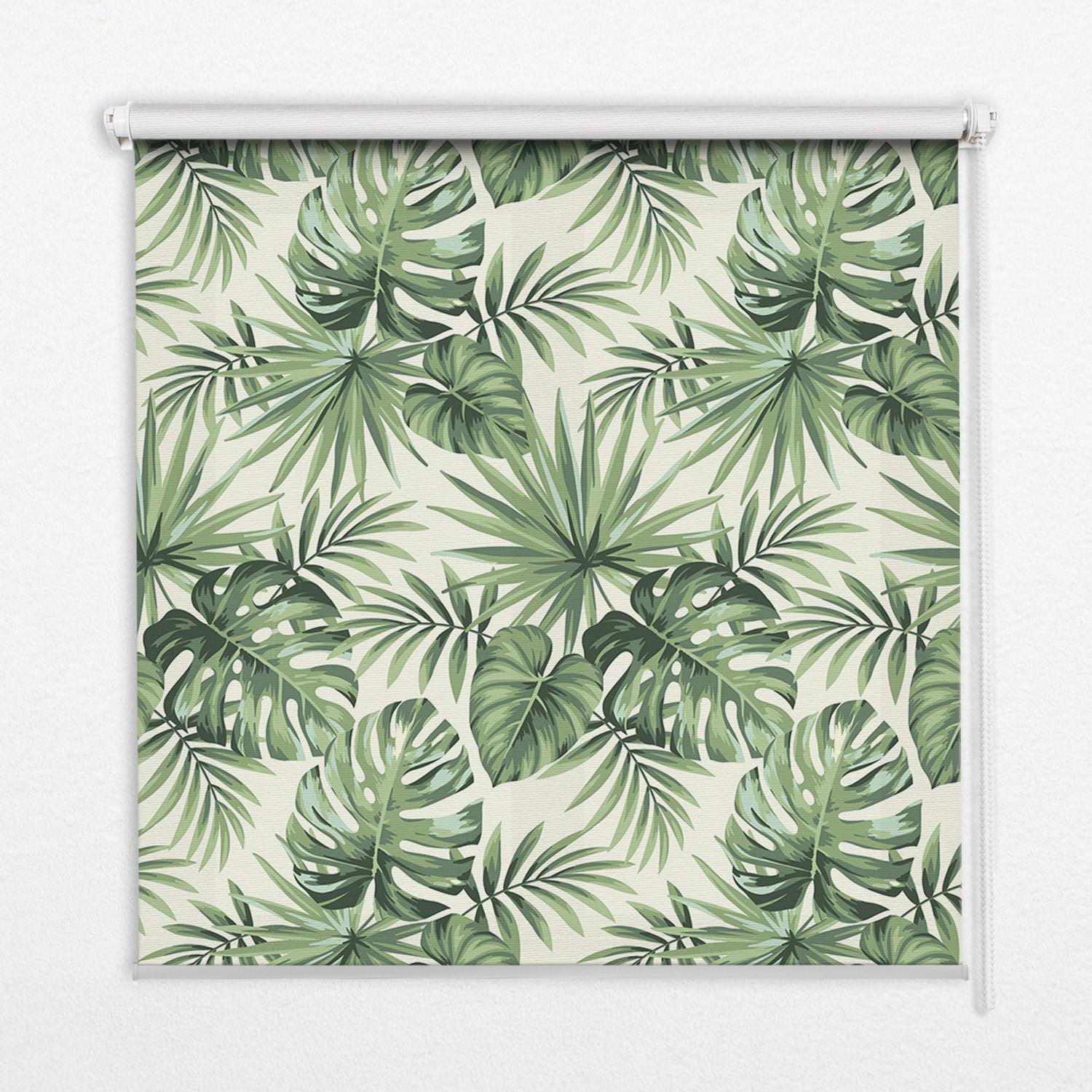 INNENROLLO - Fensterrollo - Rollo - 100x140 cm - Verschiedene Blätter - Grün, Kunststoff (100/140/0.5cm) - TULUP