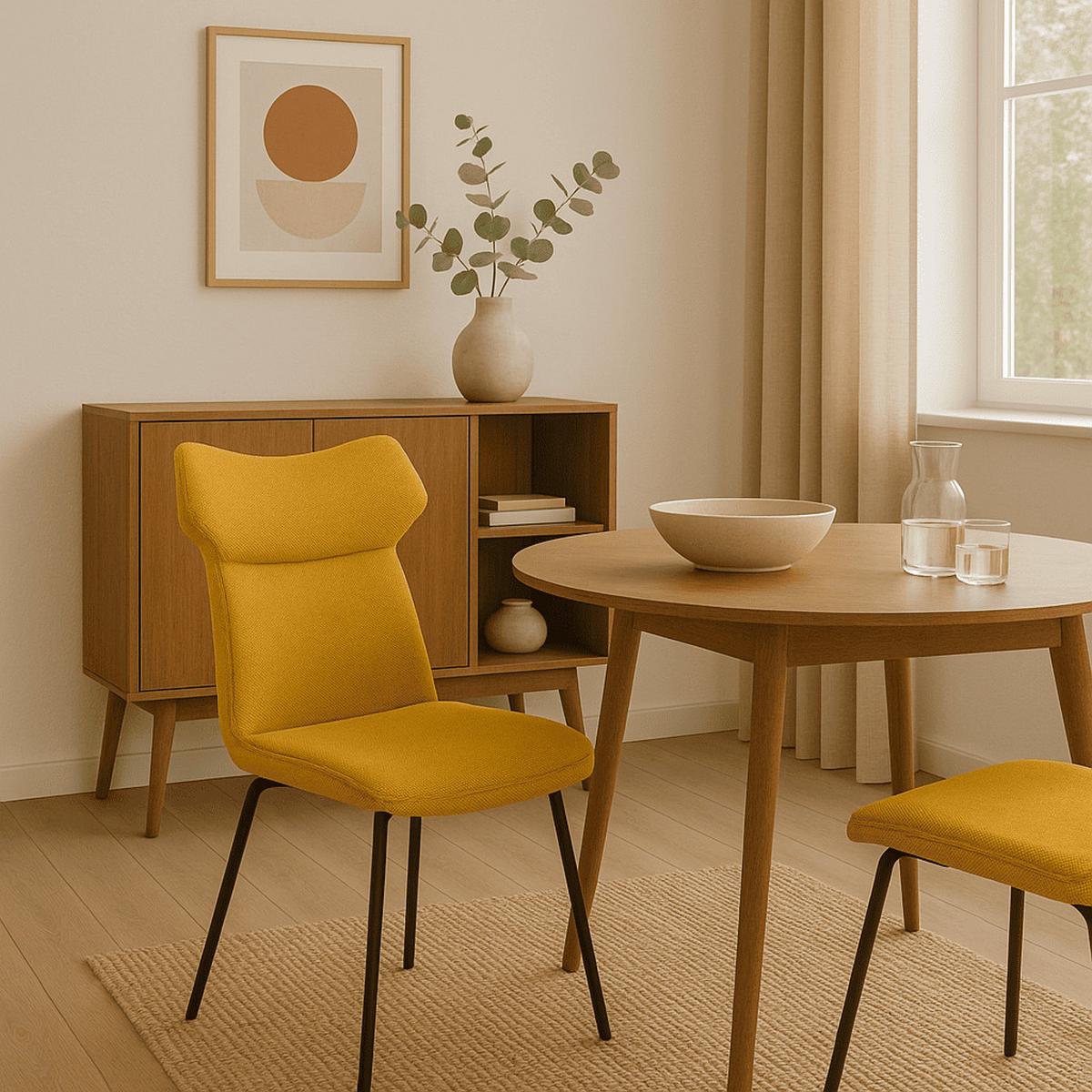 ESSZIMMERSTUHL Dara Gelb 47/65/51 cm 2er-Set - Gelb, Textil (65/51/47cm) - Calicosy