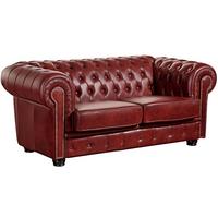 SOFA 2-Sitzer Kath Bezug Wischleder Buche nussbaum dunkel / rot - Rot, Leder (174/74/98cm) - 58aufmkessel