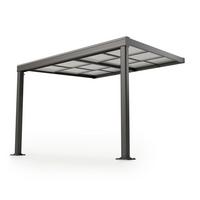TERRASSENDACH Jakarta 3x3m dunkelgrau mit Polycarbonatplatten - Dunkelgrau, Metall (300/254/300cm) - Juskys