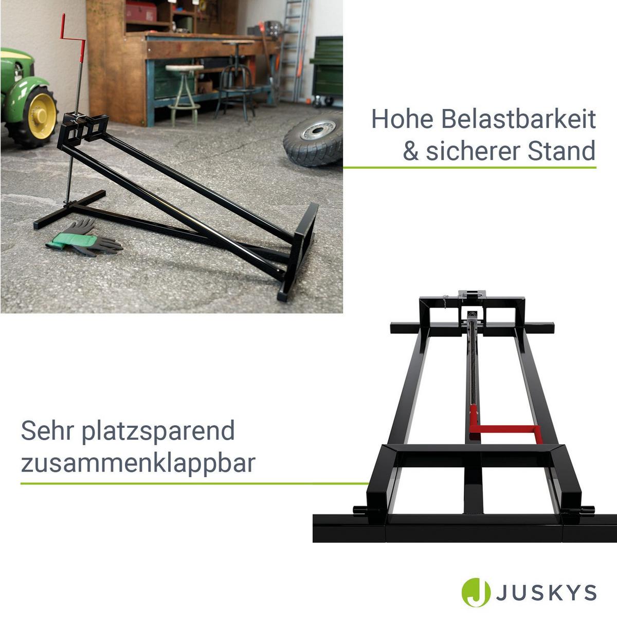 RASENTRAKTORHEBER schwarz inkl. Handschuhe - Schwarz, Metall (120/50/100cm) - Juskys