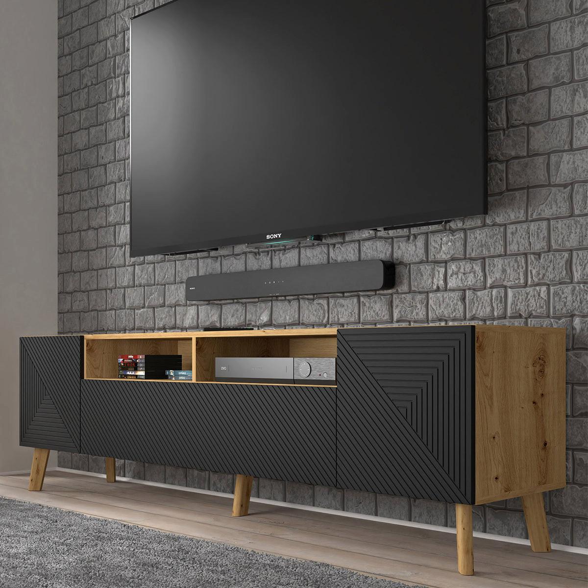TV-MÖBEL Nexa Holz und Schwarz - Schwarz, Holzwerkstoff (195/56/42cm) - Petits-meubles