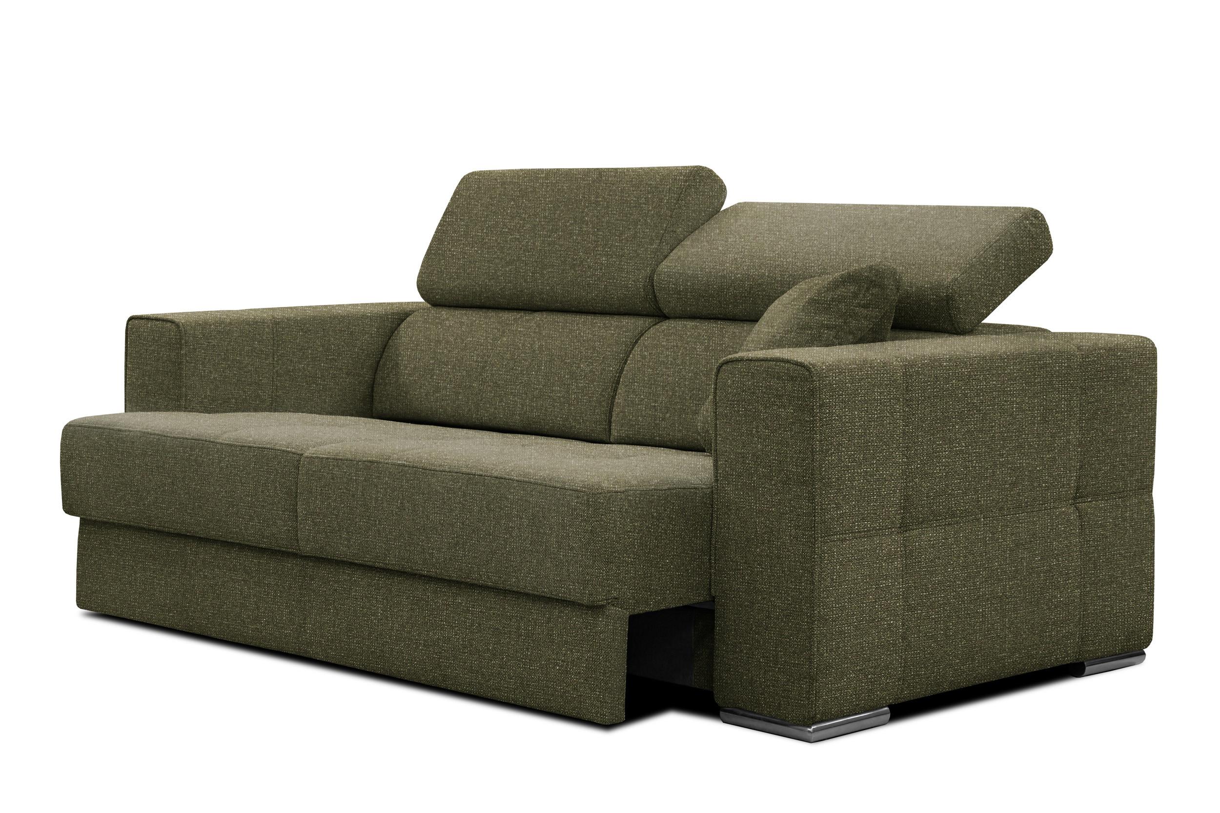 SOFA QUARTZ 3-Sitzer mit Ausziehsitz, olivgrün - Olivgrün, Holzwerkstoff/Textil (202/80/102cm) - Wozimo