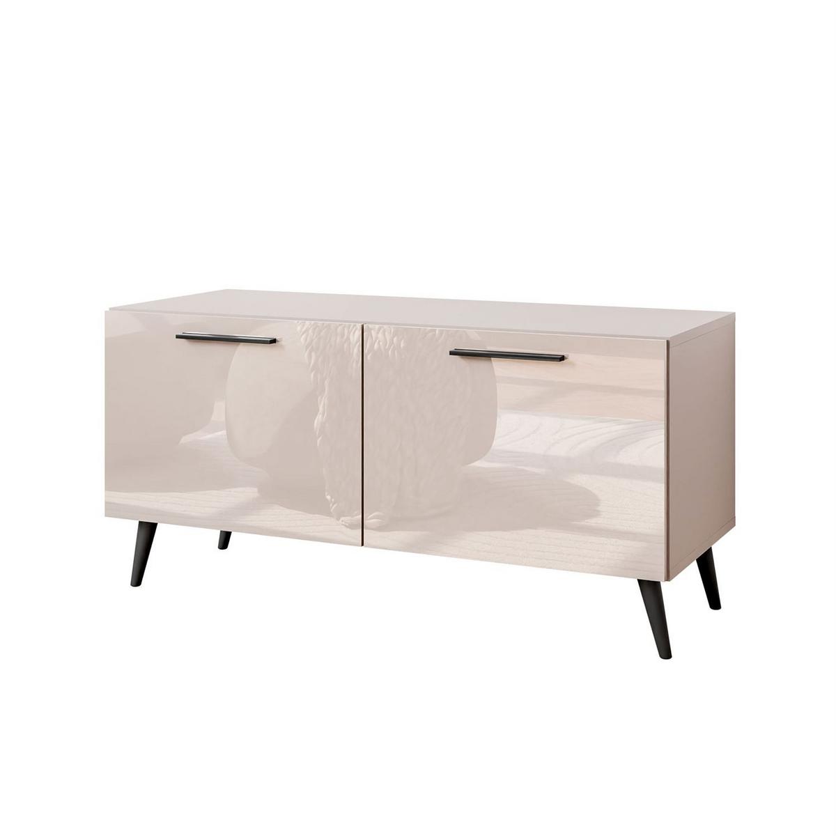 TV-ELEMENT AURA 100 KASCHMIR Hochglanz auf schrägen schwarzen Beinen - Kaschmir/Schwarz, Holzwerkstoff (100/49/40cm) - Lookway