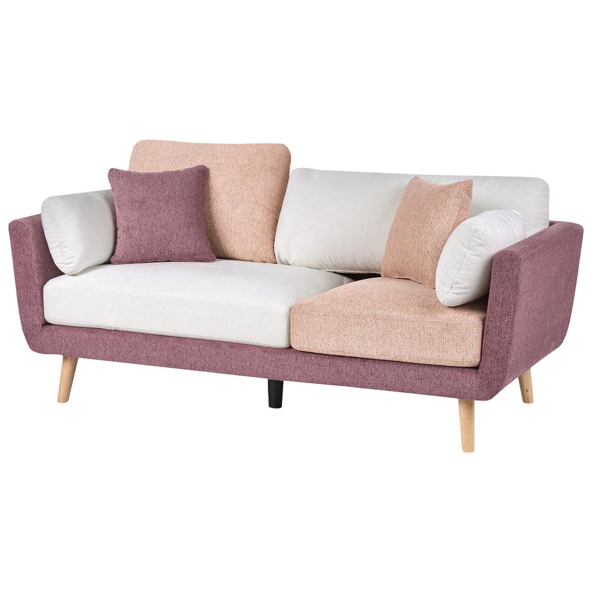 SOFA-SET 4-Sitzer Stoff Rosa Bolga - Pink/Weiß, Textil (185/89/83cm) - Beliani