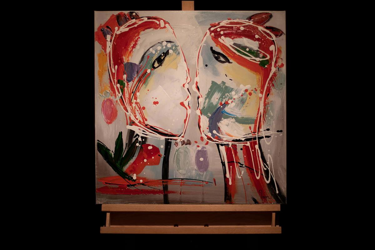 ÖLGEMÄLDE 60/60 cm - Multicolor/Orange, Holz/Textil (60/60cm) - KUNSTLOFT