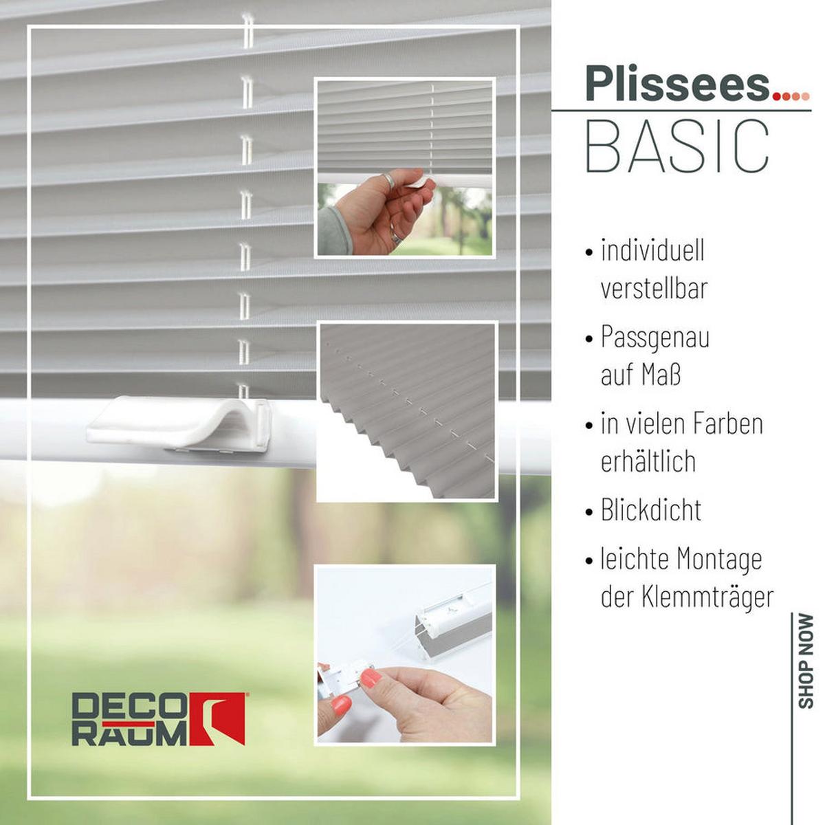PLISSEE Basic 80 x 210cm Klemmfix ohne Bohren - Silberfarben, Textil (80/210cm) - Deco-Raum