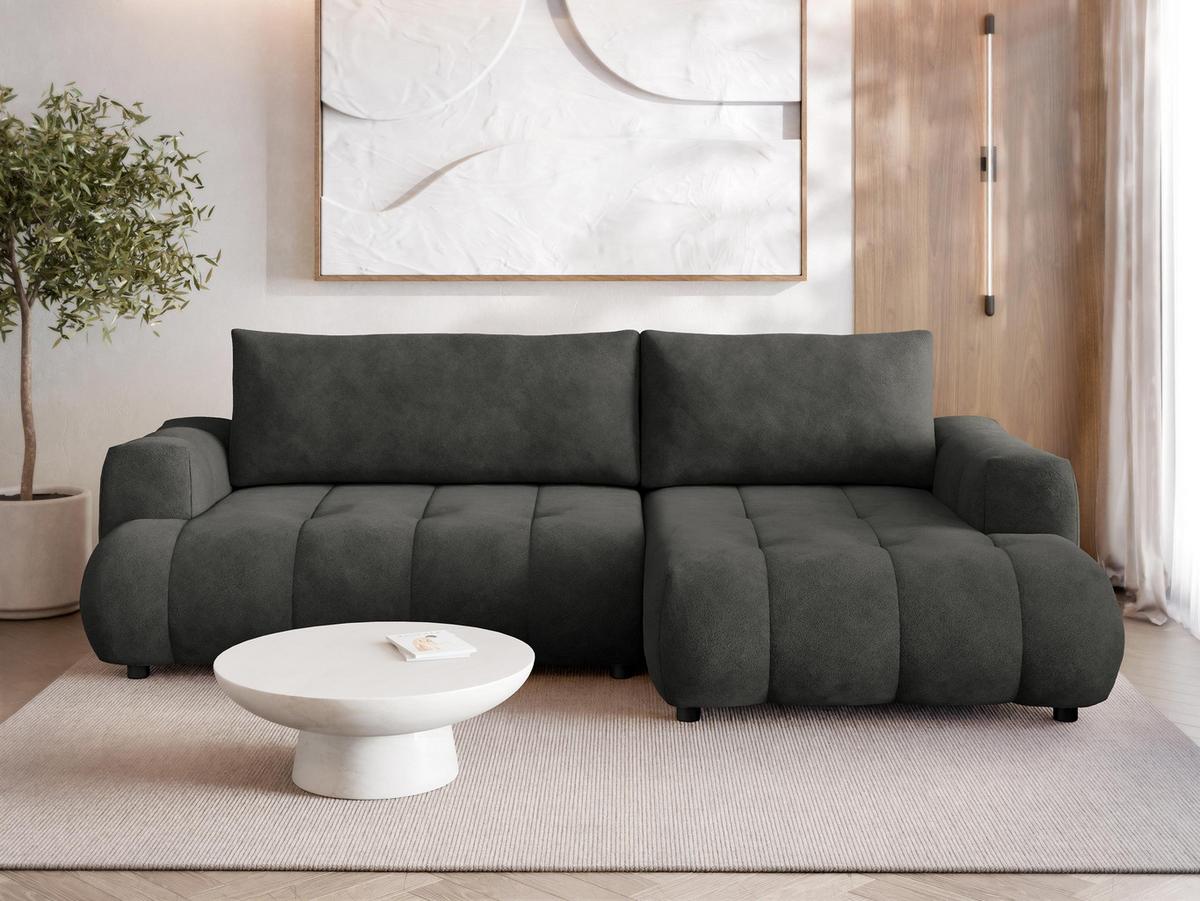 ECKSOFA Haiti, Seite: Rechts 2R+LC - Anthrazit/Schwarz, Holz/Textil (276/156cm) - MIRJAN24