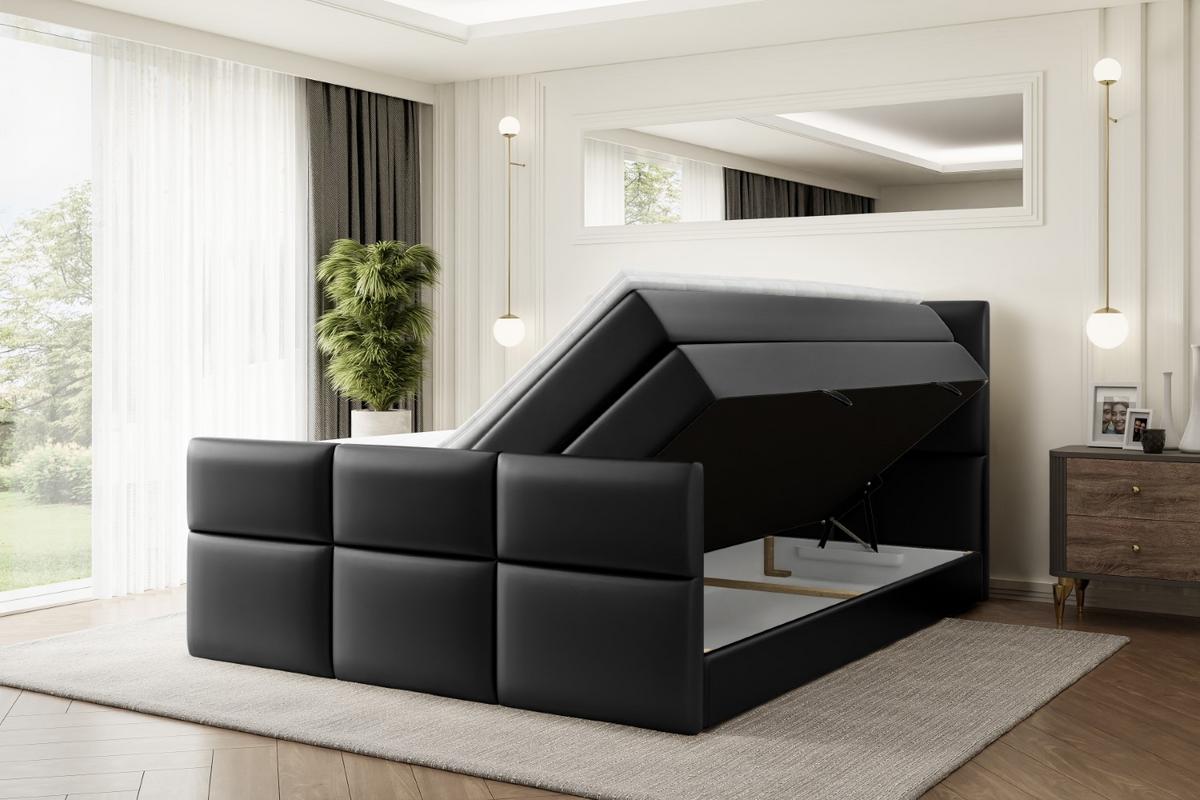 BOXSPRINGBETT OHIO-Z KING - 140x200 - H3/H4 - Schwarz Hochglanz - Schwarz Hochglanz, Holzwerkstoff (140/200cm) - ALTDECOR