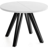 ESSTISCH Ravero runder ausziehbarer, Weiß 100-140/100/77 cm - Schwarz/Weiß, Holz/Holzwerkstoff (100/140/76.5cm) - WFL GROUP