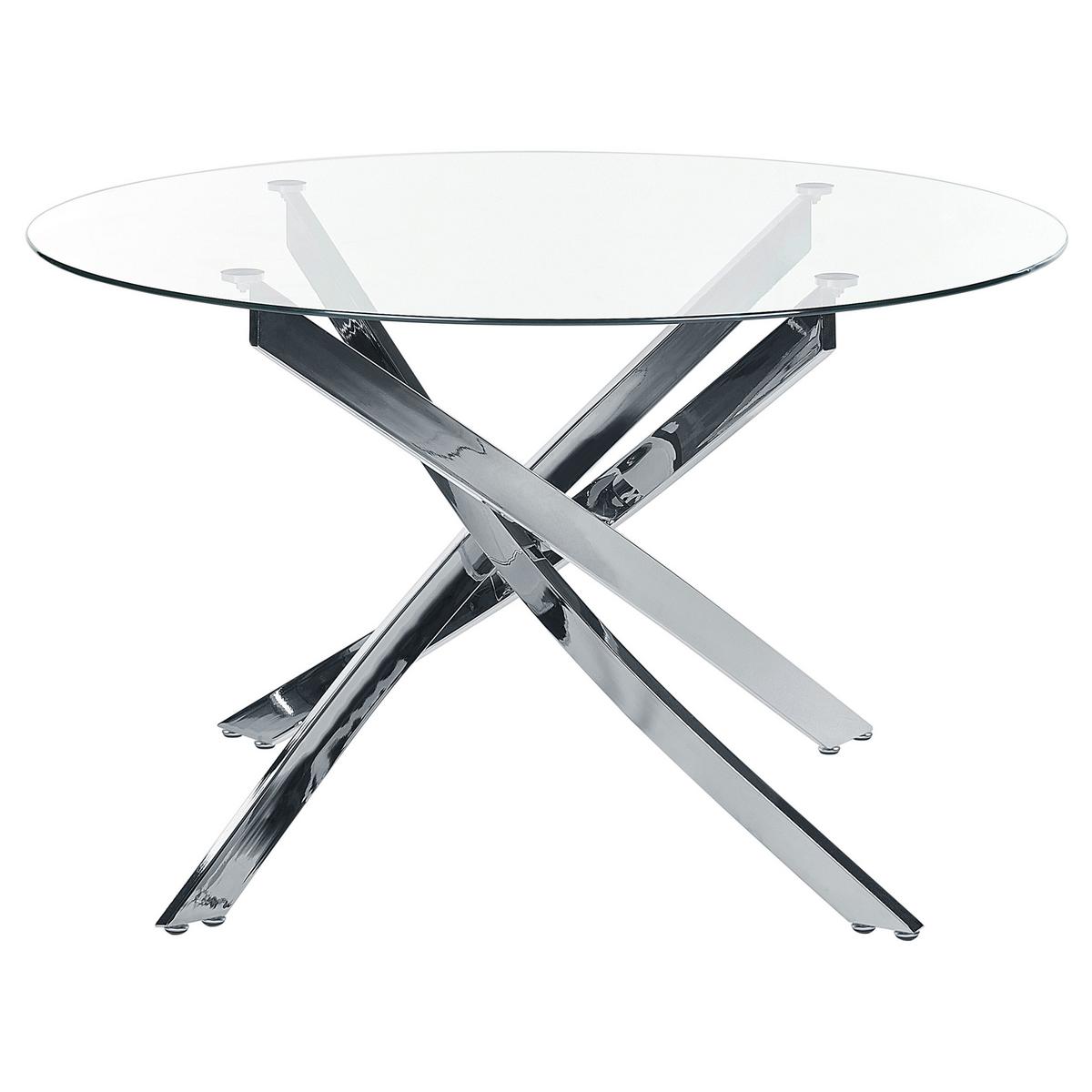 ESSTISCH 120/75 cm Silberfarben, Transparent Rund Maramo - Silberfarben, Glas (120/120/75cm) - Beliani