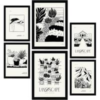 POSTER Set Mit 6 In Schwarzer Tinte Saftiger Garten A3 & A4 Rahmenlos - Klar, Papier (29/3cm) - Nacnic