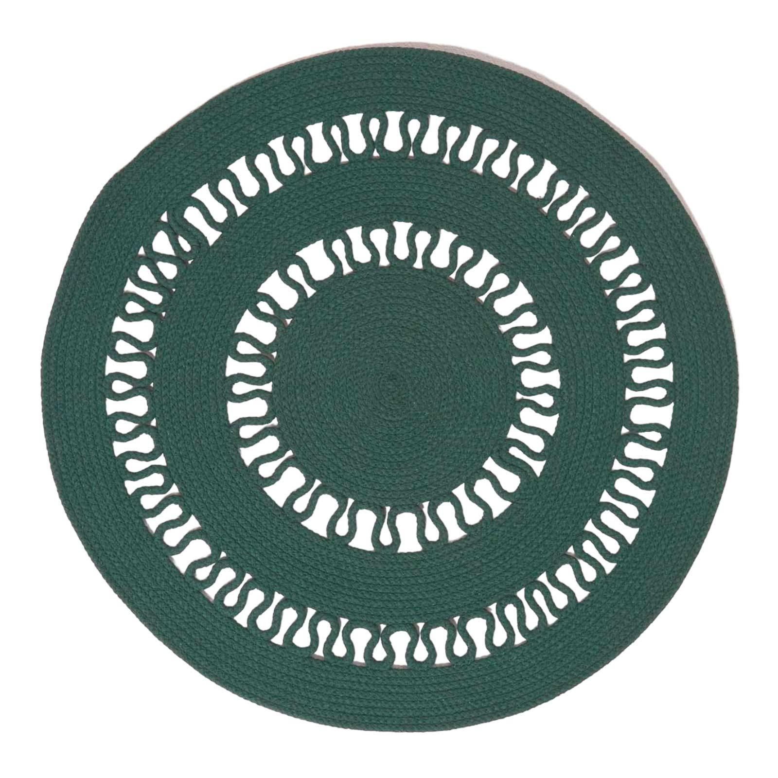 TEPPICH geflochten rund mit Häkel-Muster 70 cm - Dunkelgrün, Textil (70/70cm) - Homescapes