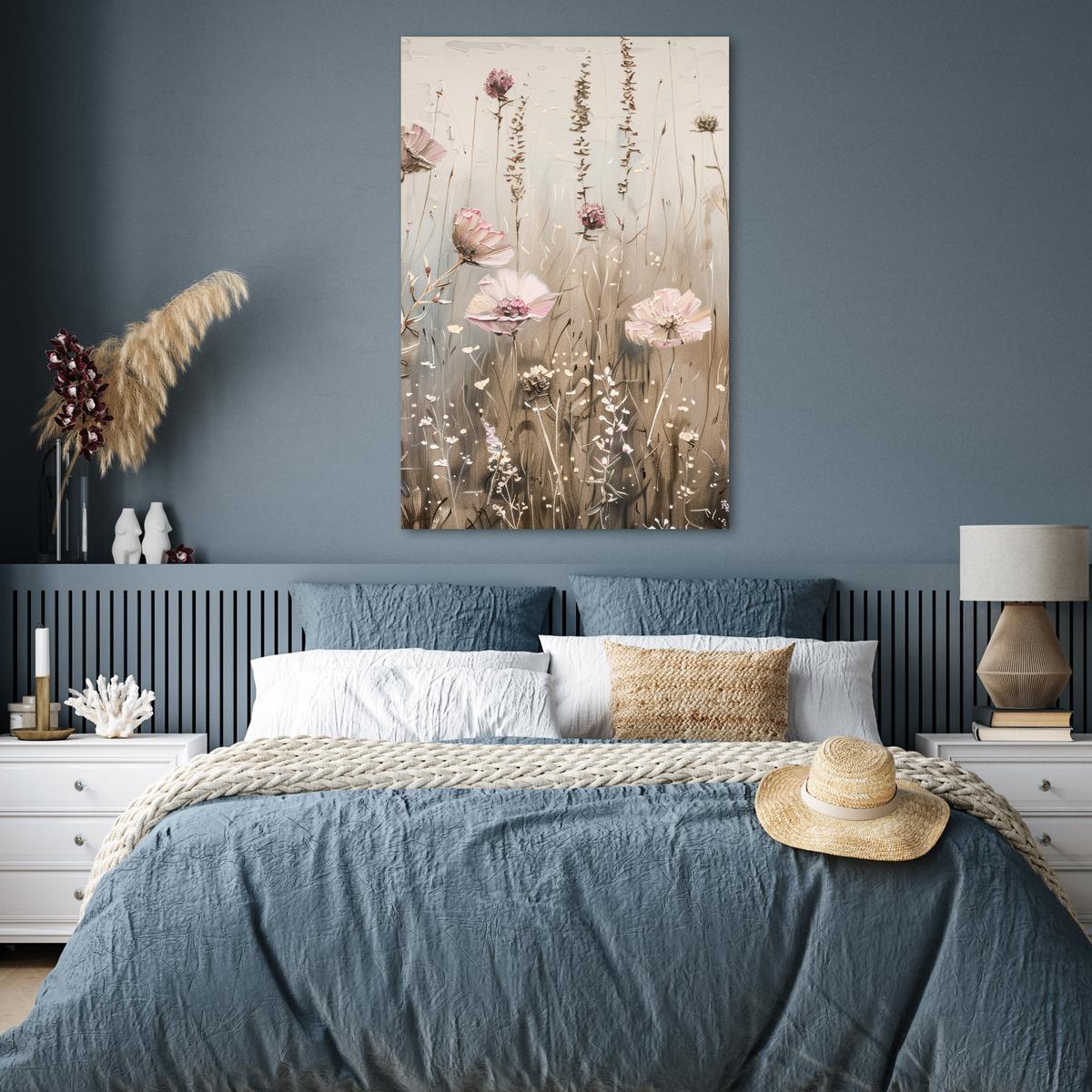 POSTER Blumen - Rosa - Modern - Beige Wandbild Schlafzimmer 80x120 cm - Beige, Papier (80/120/0.1cm) - MuchoWow