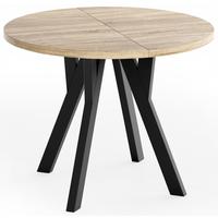 ESSTISCH Vero rund ausziehbar verlängerbar, Eiche Sonoma Hellbraun 100-200/100/77 cm - Schwarz/Sonoma Eiche, Holz/Holzwerkstoff (100/200/76.5cm) - WFL GROUP