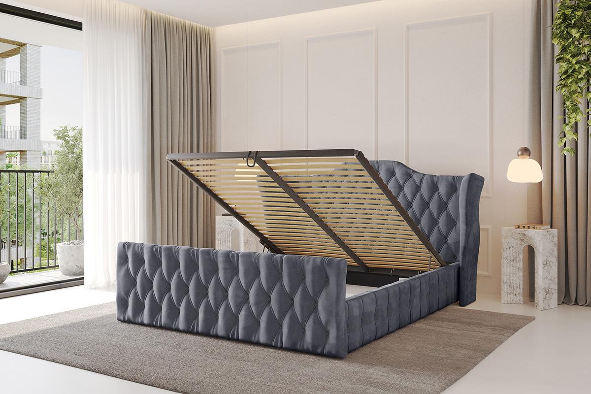 POLSTERBETT mit Bettkasten, Fußteil und Lattenrost, Boxbett mit Matratze H3/H4 - MODY-Z 120x200 Dunkelgrau - Dunkelgrau, Holzwerkstoff/Textil (120/200cm) - ALTDECOR