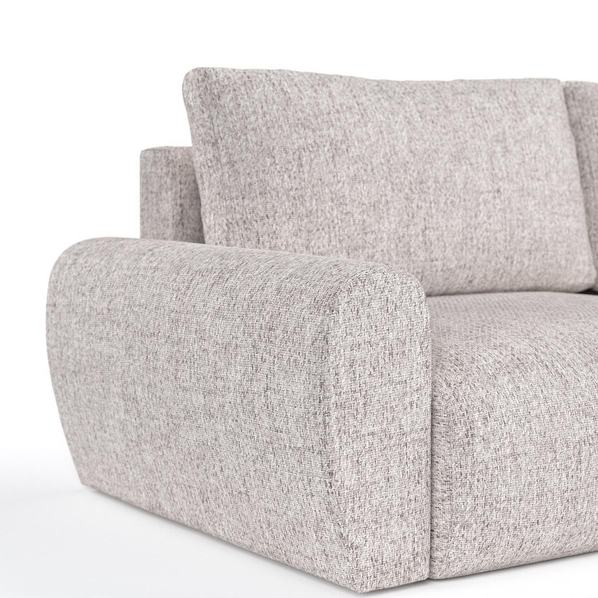 ECKSOFA OMARI mit Schlaffunktion Beige im Neve Stoff - Beige/Schwarz, Holz/Holzwerkstoff (253/153cm) - AltaBeds