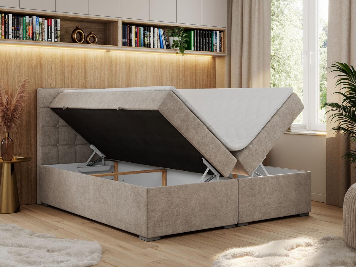 BOXBETT CARMEN 120/200 Beige Struktur - H3 - Beige, Holz/Textil (120/200cm) - MKS