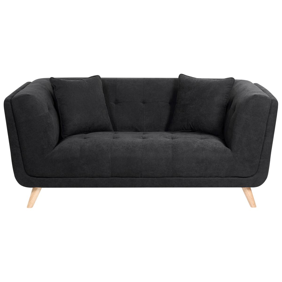 2-SITZER-SOFA Stoff Schwarz Habo - Hellbraun, Textil (176/78/72cm) - Beliani