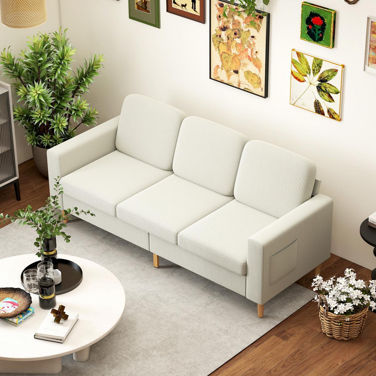 SOFA Oryvith 192/80/85cm - Beige, Textil (80/85/192cm) - ZMH