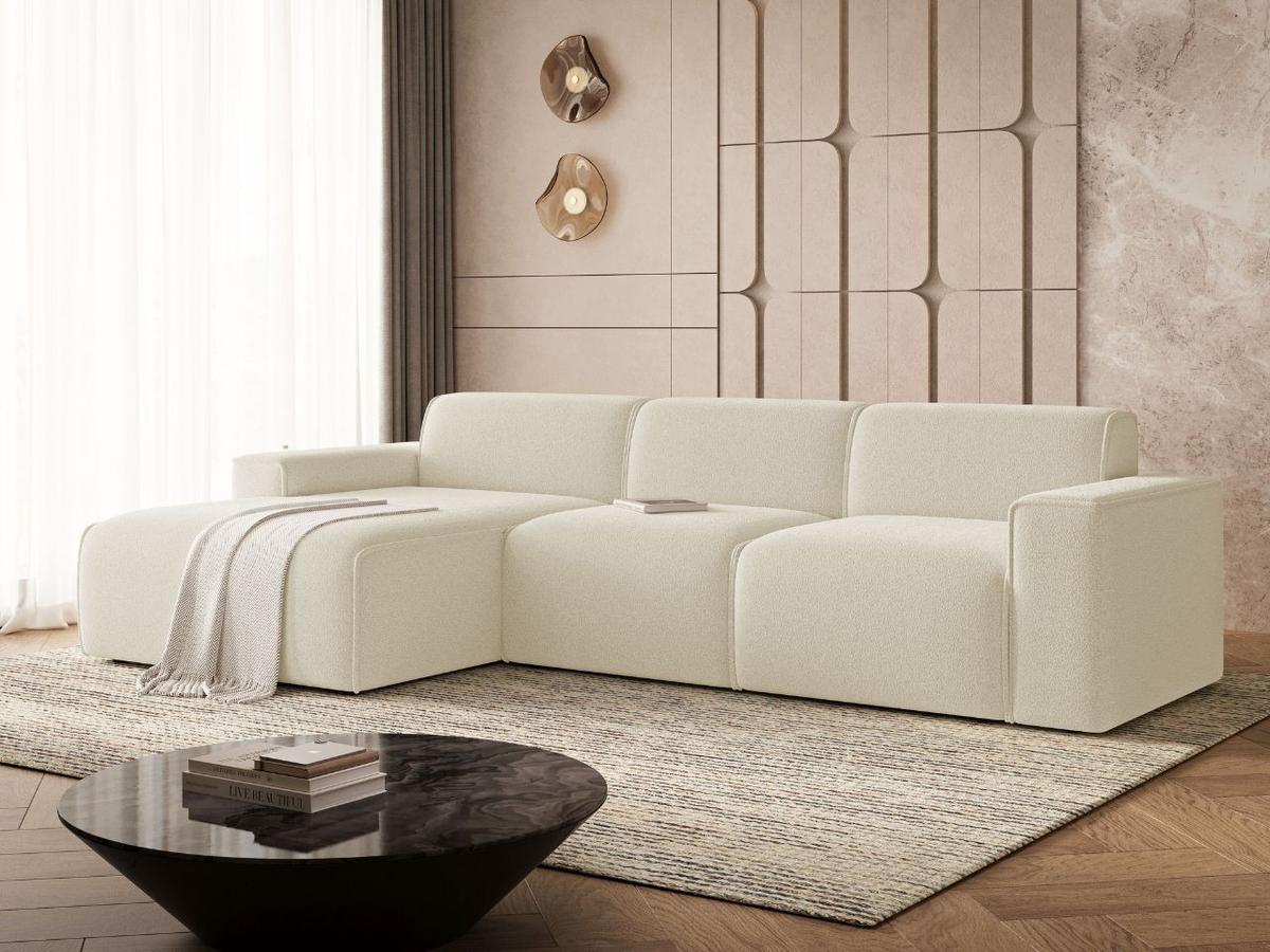 ECKSOFA Lavia Creme Links - Creme/Schwarz, Holz/Kunststoff (310/165cm) - Graingold